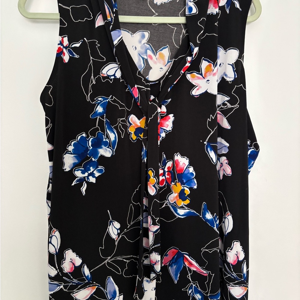 Floral Sleeveless Top - Black Multicolor Tahari 3X